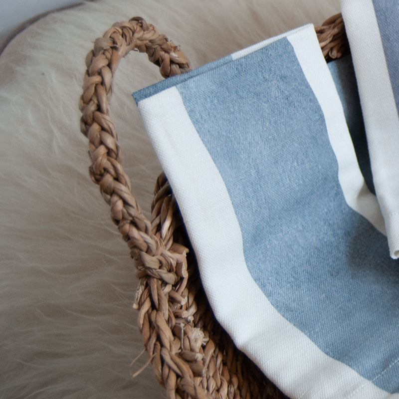 Riviera Blue Wide Striped Napkin: 4 Set