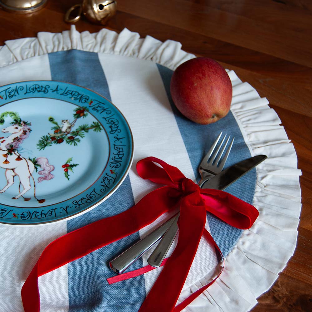 Round Ruffled Placemat - Blue