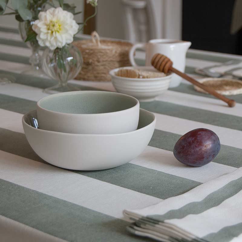 Riviera Sage Wide Striped Napkin: 4 Set