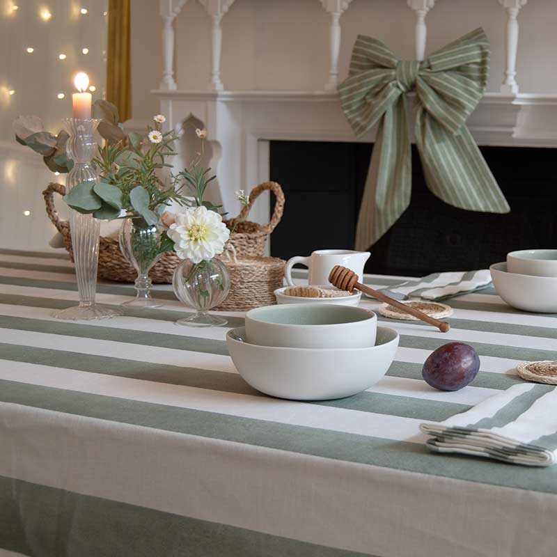 Riviera Sage Striped Napkin: 4 Set