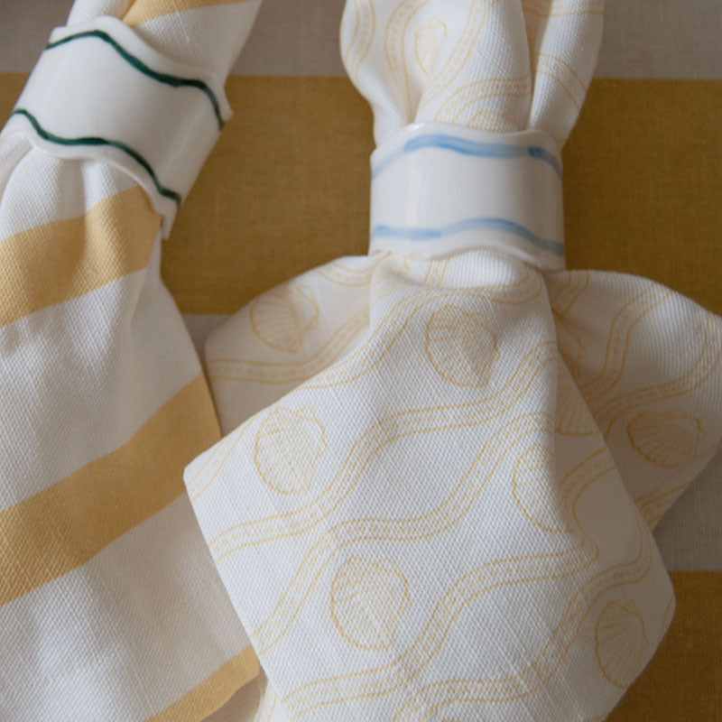 Yellow Scallop Linen Napkin: 4 Set