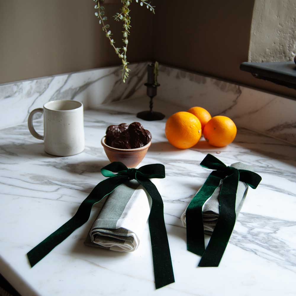 Velvet Decorative Bow - Evergreen