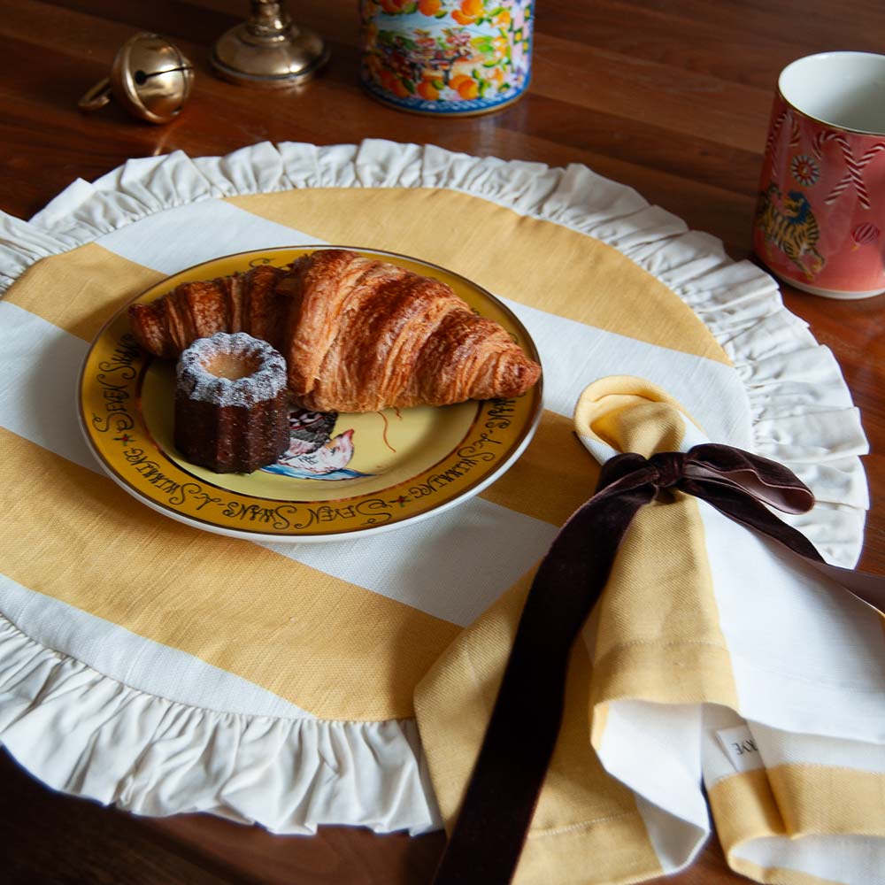 Round Ruffled Placemat - Yellow